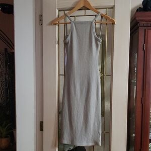 Community Fitted Ribbed Dress.  Light Gray.  Size XS.  Made in Vietnam.
